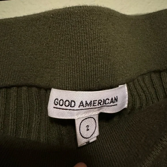 GOOD AMERICAN Sage Green Ribbed Stretchy Straight Pencil Midi Skirt - Size 2 - Picture 7 of 7